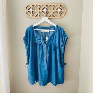 Free People Summer Love Top Blue Sz Medium